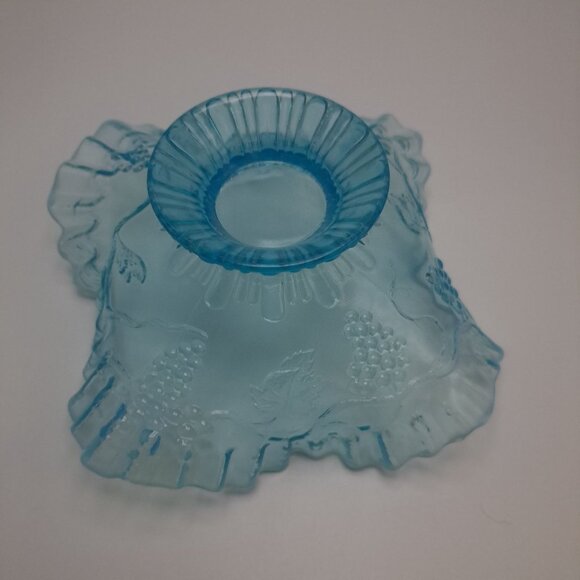 Fenton Blue Art Glass Ruffled Edge Footed Candy Dish Vintage - Picture 16 of 16